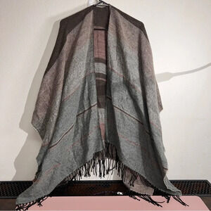 Wrap Shawl Scarf Women Tassels‎ Reversible Oversized Black Pink Color Block Boho